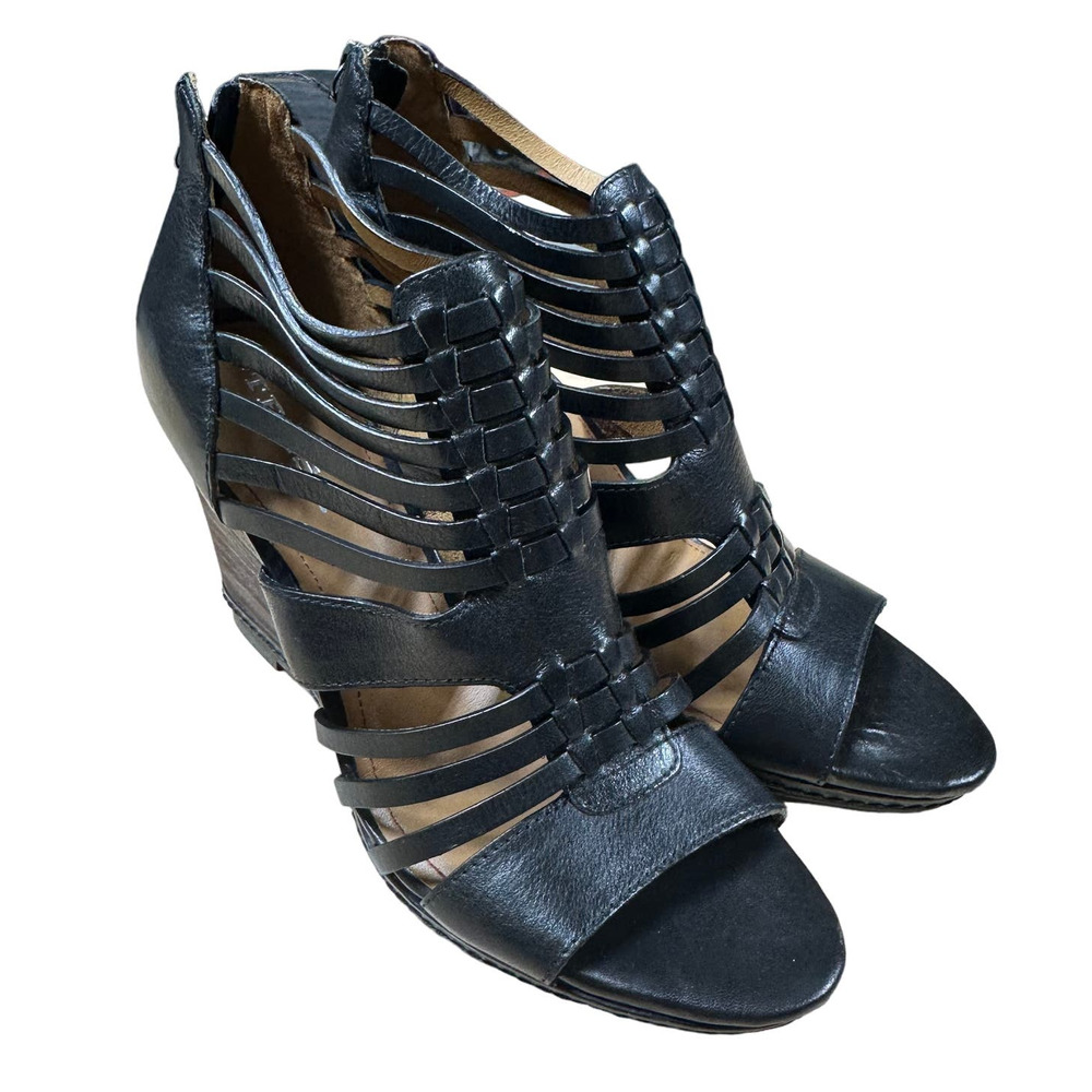 Trask Sammi Wedge Sandal Black Women's Size 8.5M New Without Box